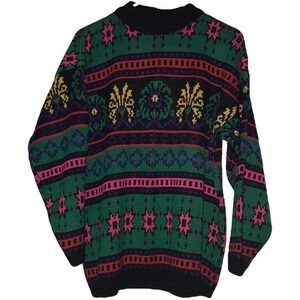 Jamie Scott vintage 1980's small pullover retro pink yellow green sweatshirt